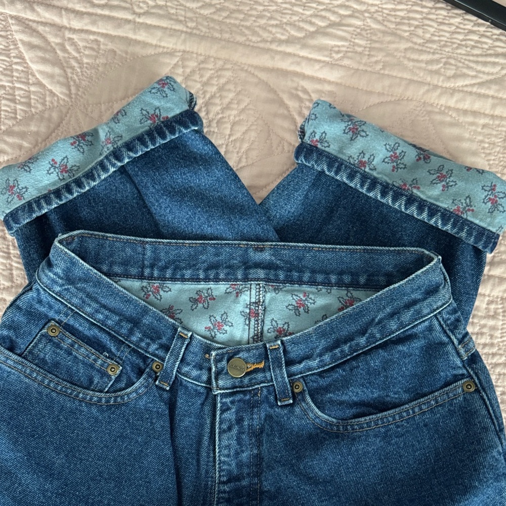 L.L. Bean Woman’s Flannel Lined Relaxed Fit Blue Jeans 10